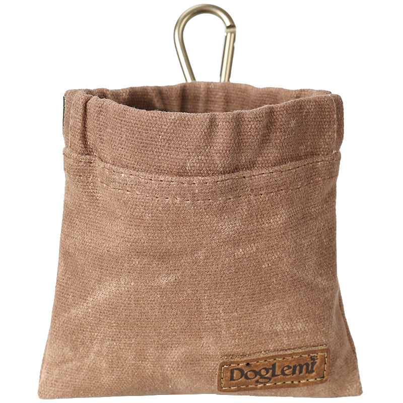 Cotton Dog Treat Pouch - Grey/Brown