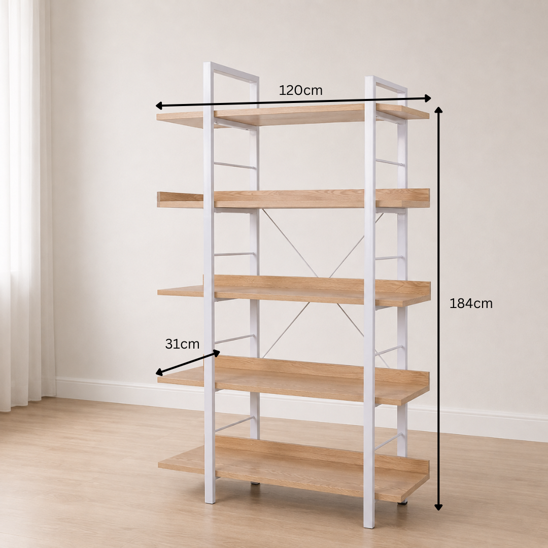 Ubarn Oak Bookshelf (White Legs)