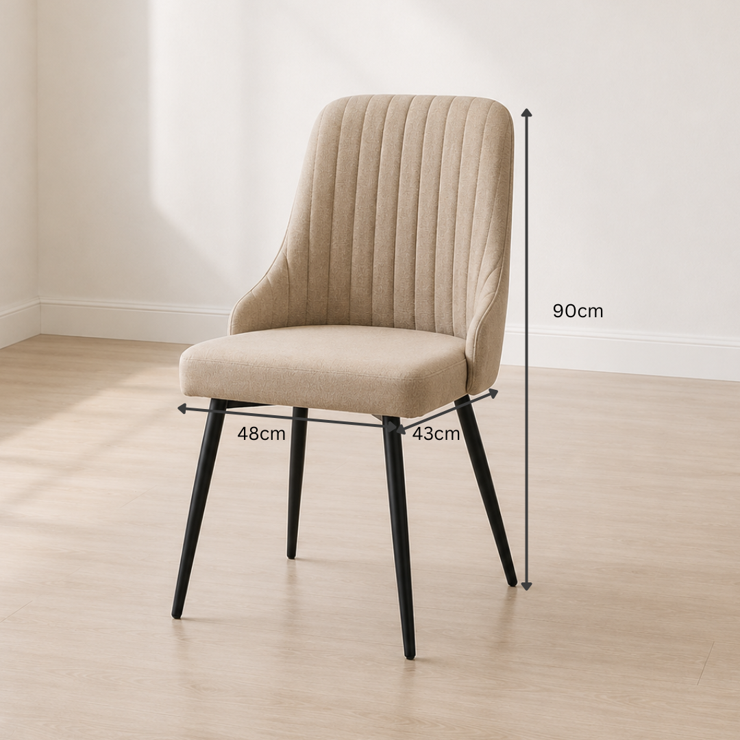 Avella Dining Channel-Stitched Dining Chair – Beige