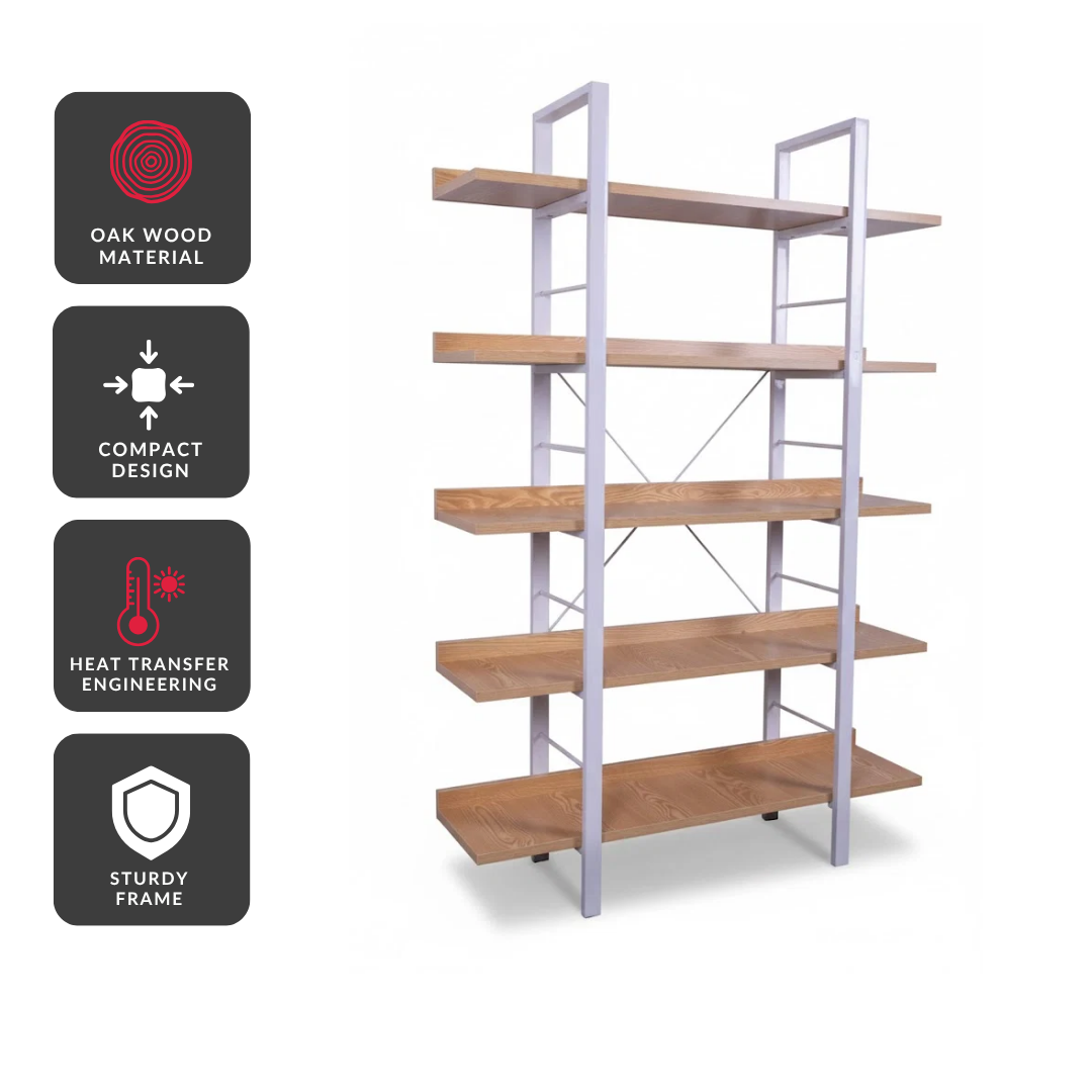 Ubarn Oak Bookshelf (White Legs)
