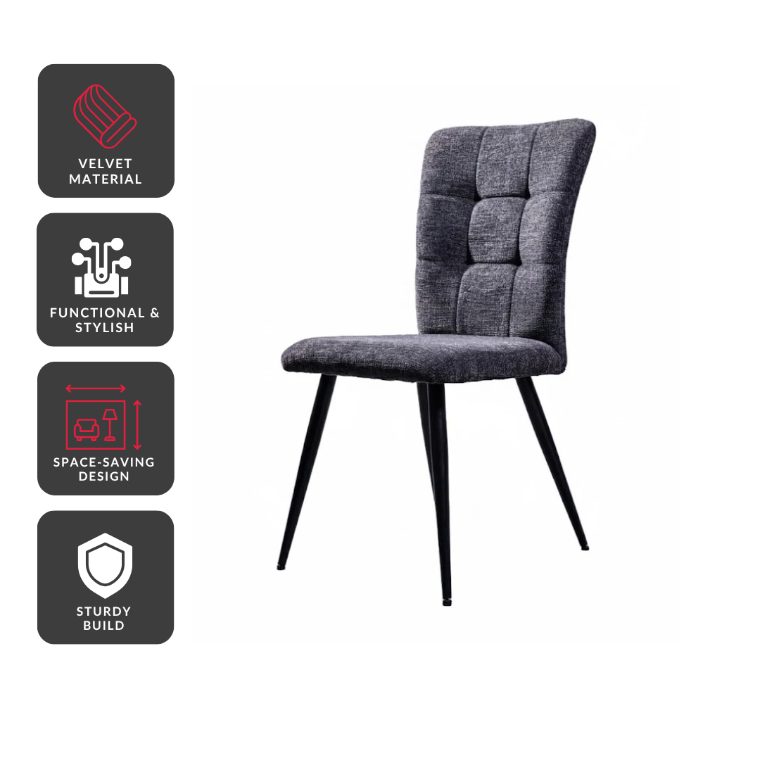 Bellamy Dining Tufted Velvet Dining Chair – Charcoal Grey