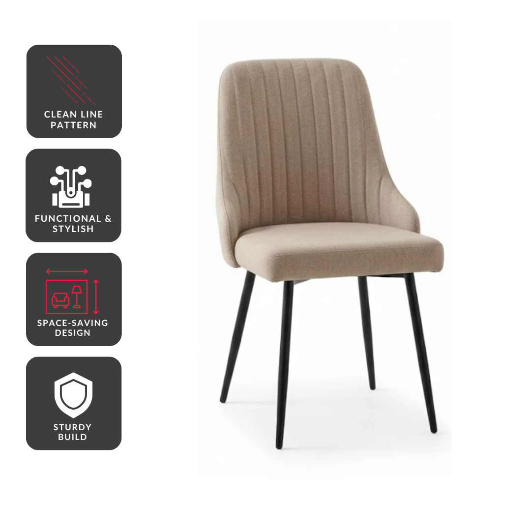 Avella Dining Channel-Stitched Dining Chair – Beige