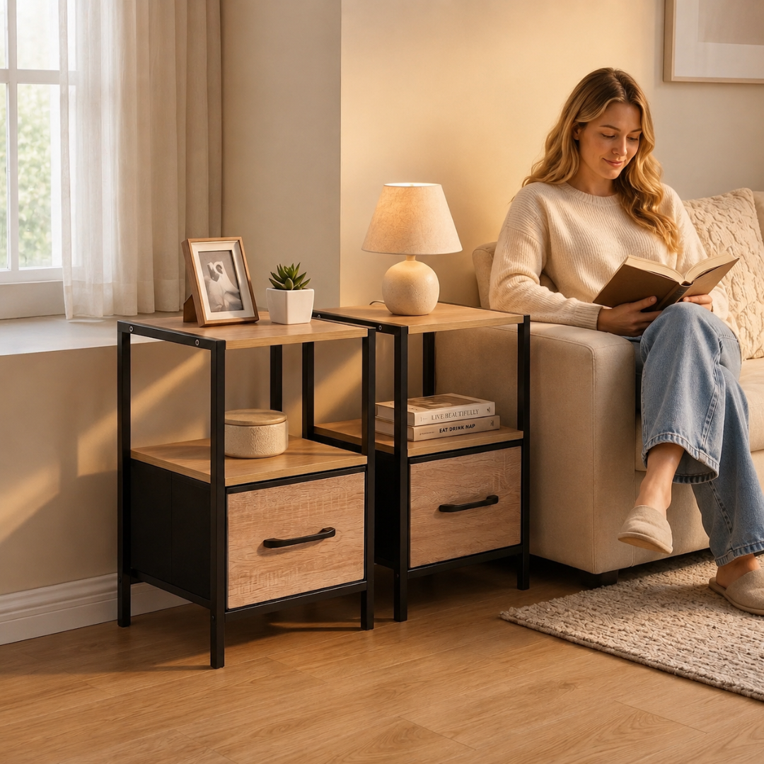 Urban Oak Bedside Table Pair