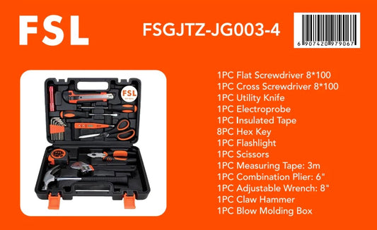 20-Piece Household Hand Tool Box Complete Set