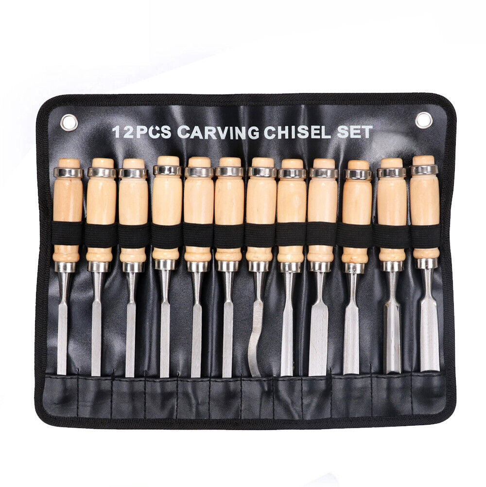 Professional 12 Piece Wood Carving Hand Chisel Tool Set