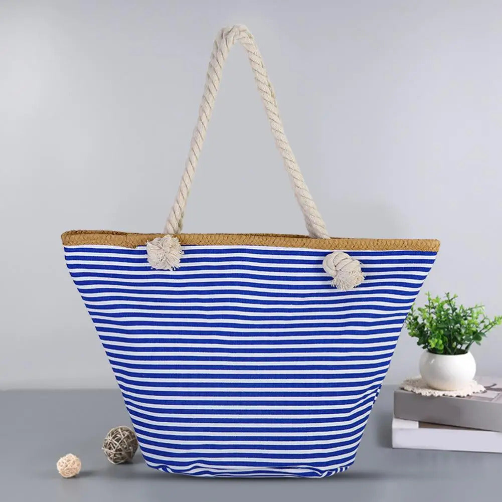 Ladies Large Striped Summer Beach Bag