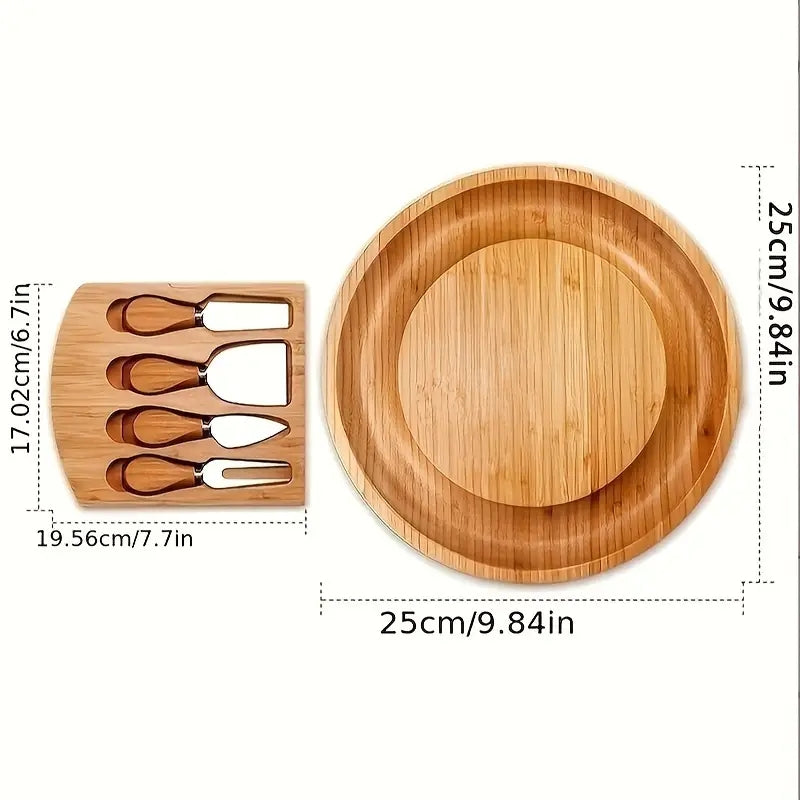 Yael Bamboo Cheese Board with Cheese Knives