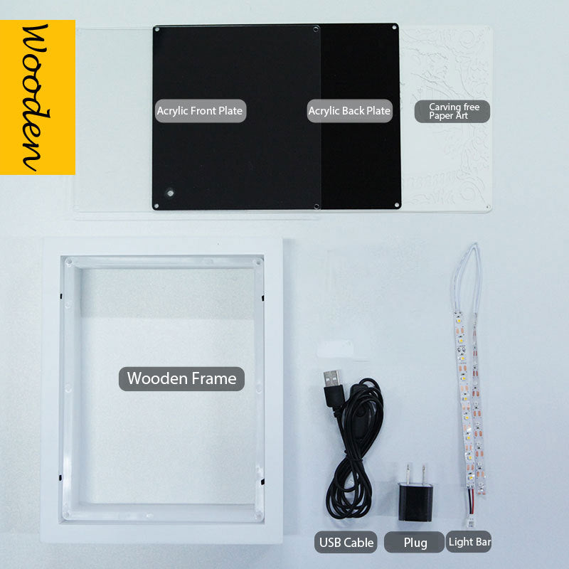 Papercut Light Box (Moon Lover)  Wooden Frame