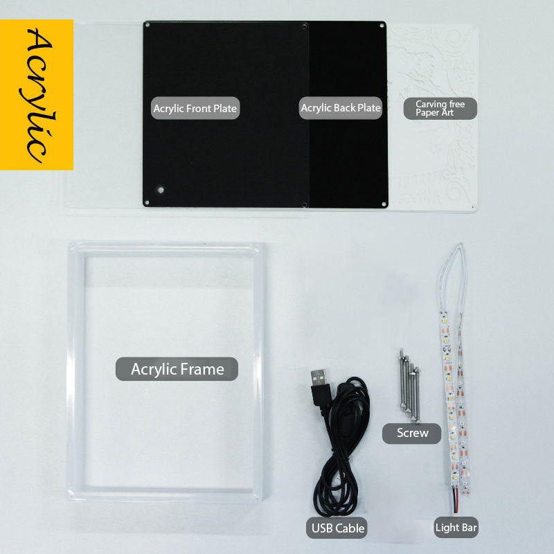 Papercut Light Box (Moon Lover)  Acrylic Frame