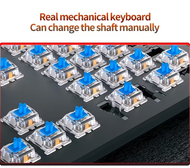 Gaming Real Mechanical Keyboard with 104 Punk Keycaps Colourful Lighting