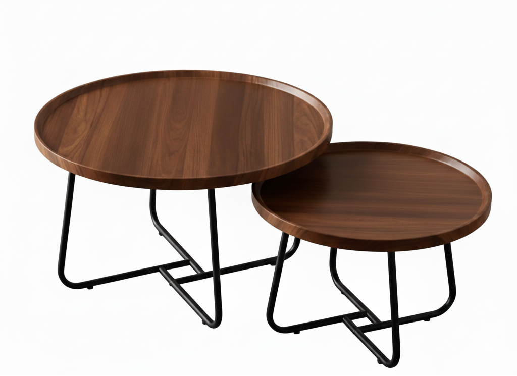 Brian Wooden Nested Round Coffee Table Set