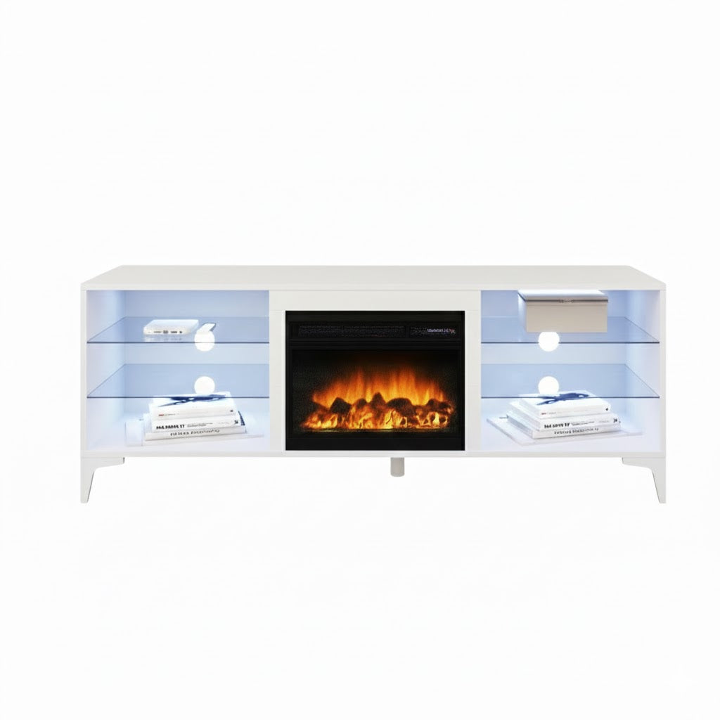 'Dante' RGB LED Lighting TV Unit With Electric Fireplace