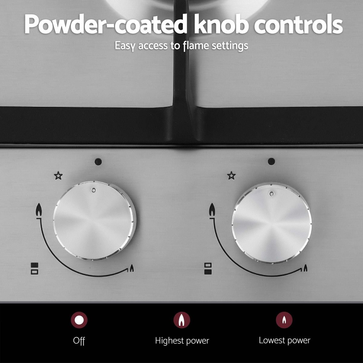 Devanti Gas Cooktop 30cm 2 Burner Silver