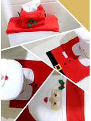 Christmas Santa Toilet Set - Seat Cover, Tank Cover and Mat