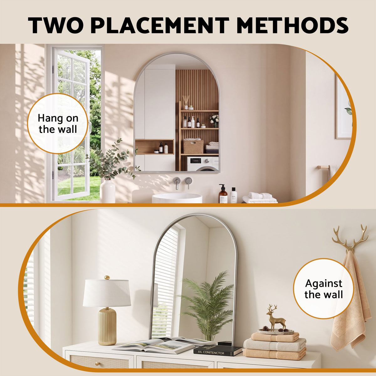 Embellir 61x41cm Silver Arch Wall Mirror