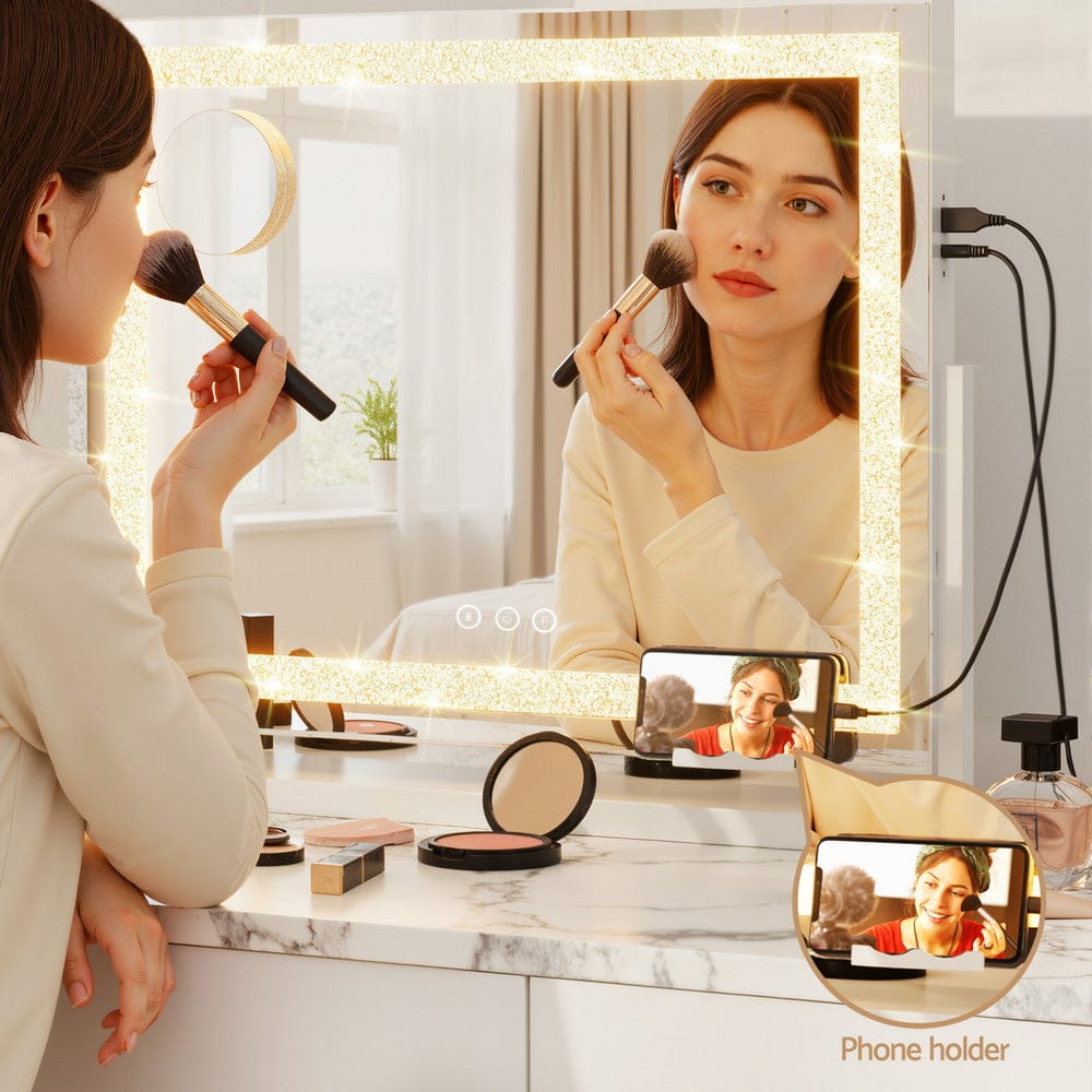 Embellir Makeup Mirror 60x50cm 360～ Rotatable Vanity Mirror with Lights Crystal LED