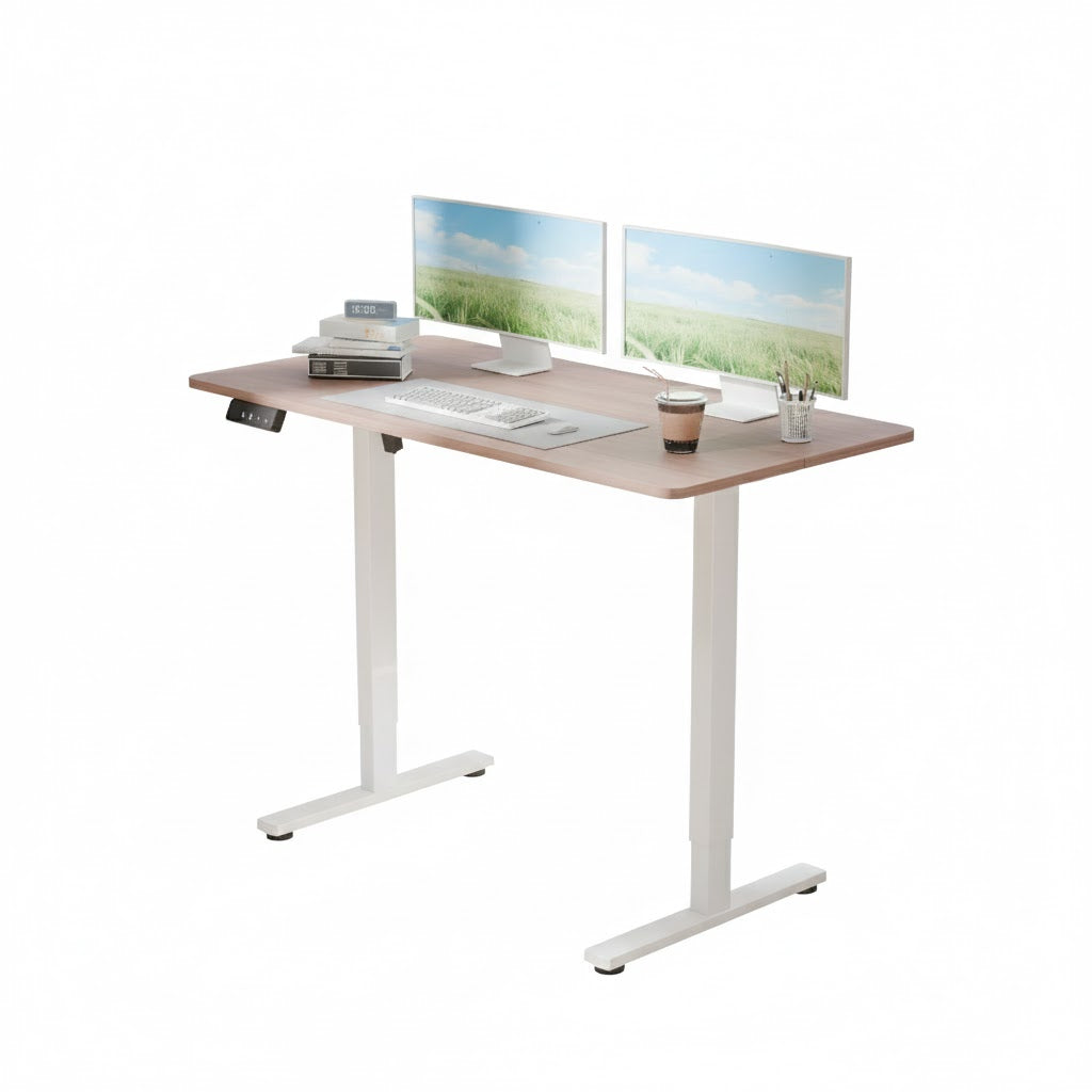 Electra Ergo Single Motor Sit Stand Desk Walnut with White Legs 1.2m