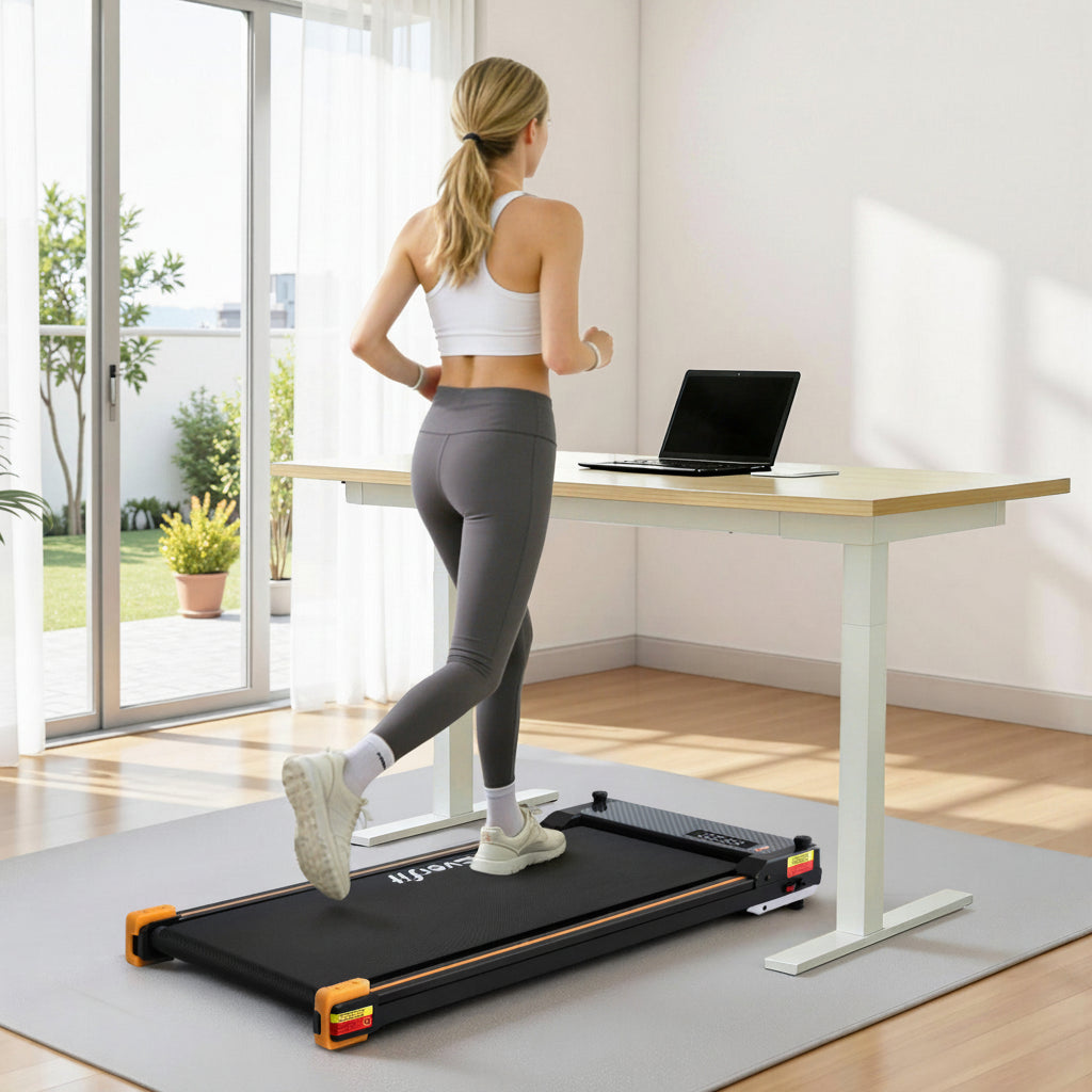 Everfit 2-in-1 Walking Pad Treadmill with Massage Function 380mm Black
