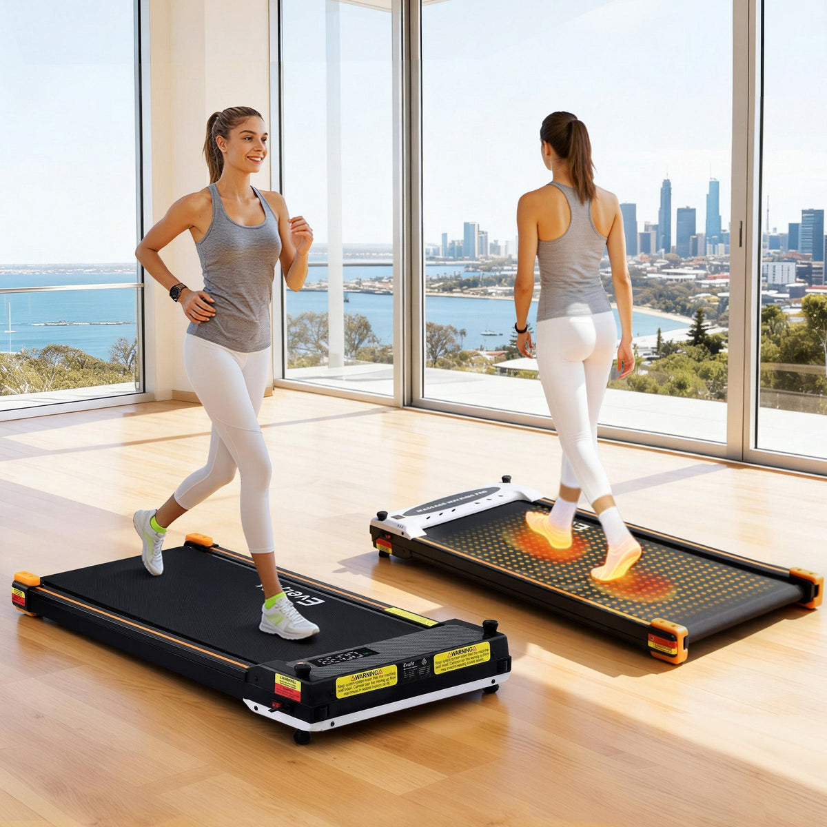 Everfit 2-in-1 Walking Pad Treadmill with Massage Function 380mm Black