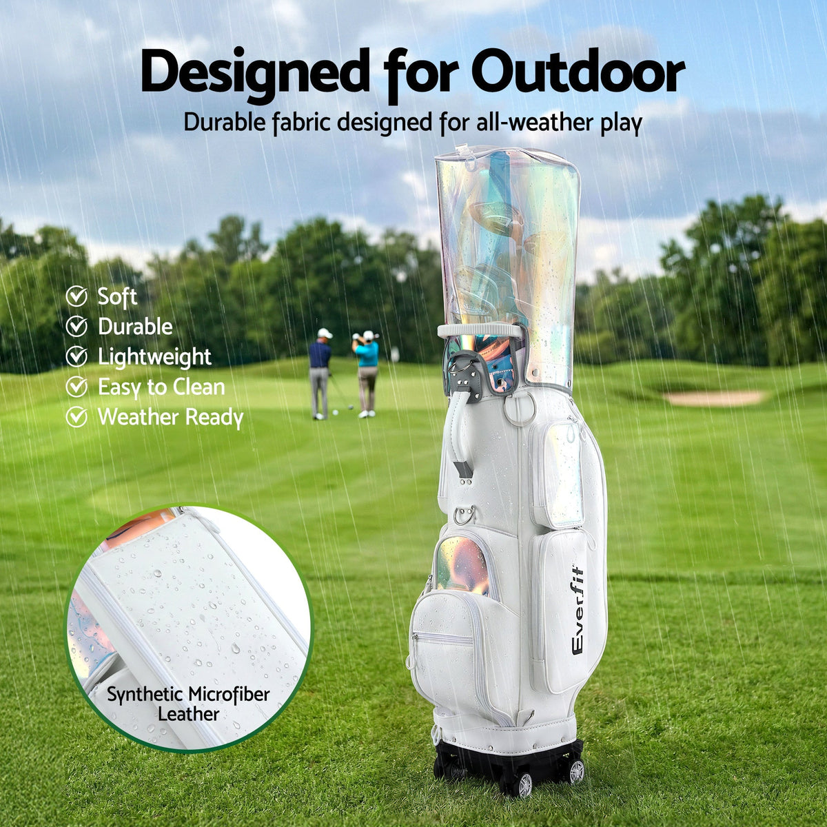 Everfit Golf Cart Bag Rolling Buggy Trolley Club Organiser White