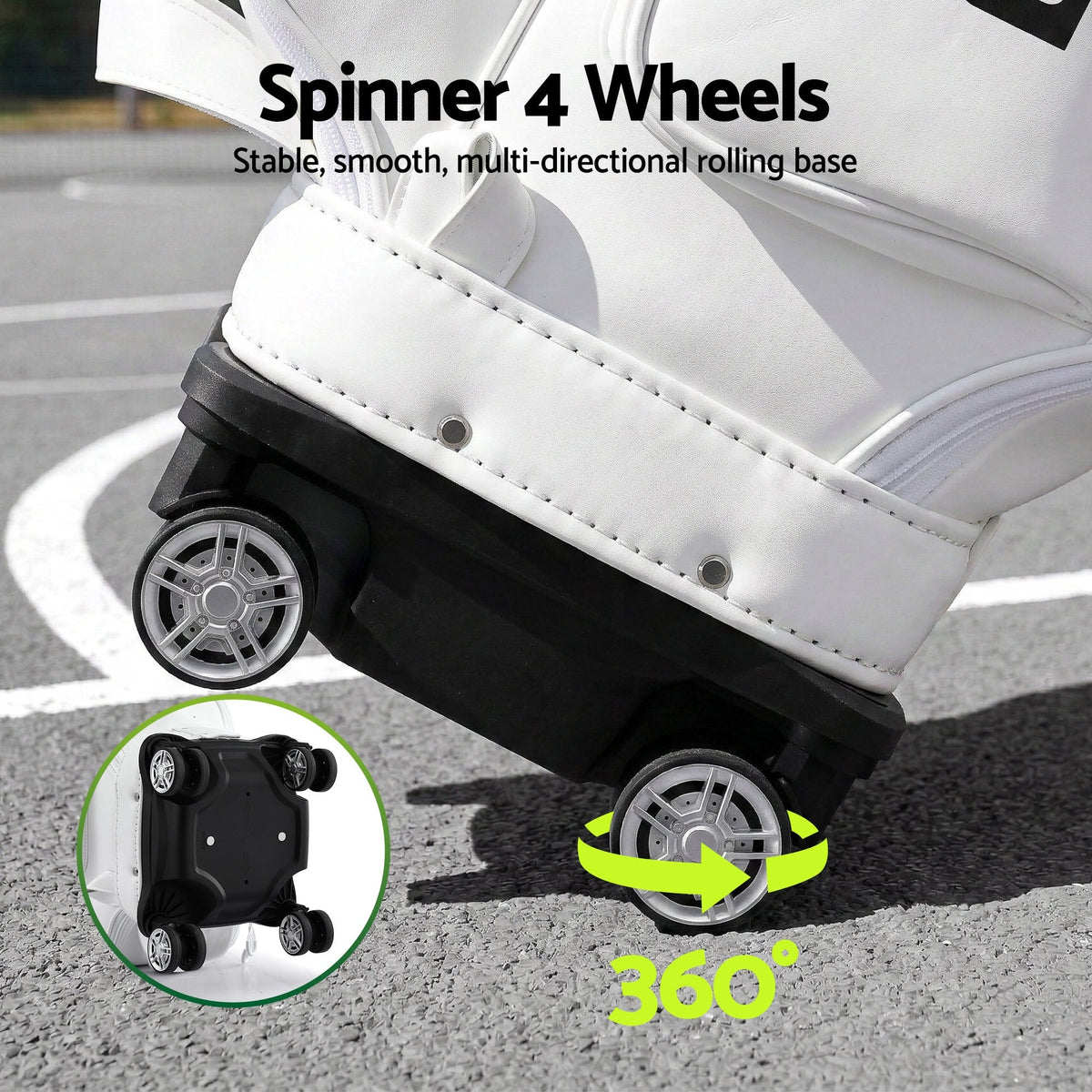 Everfit Golf Cart Bag Rolling Buggy Trolley Club Organiser White