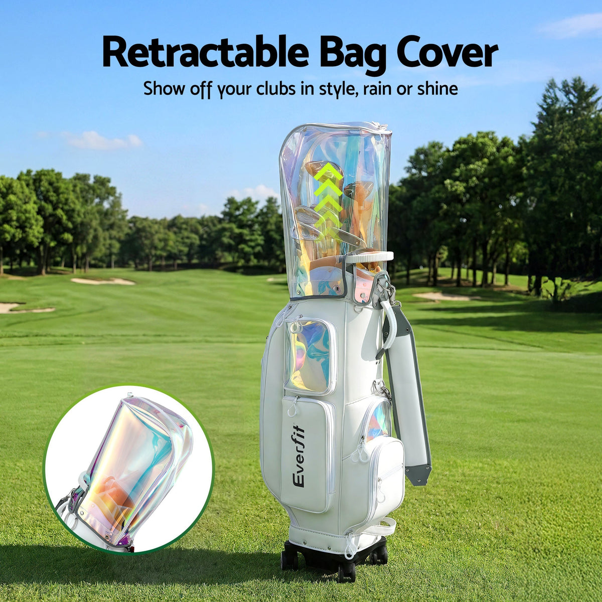 Everfit Golf Cart Bag Rolling Buggy Trolley Club Organiser White