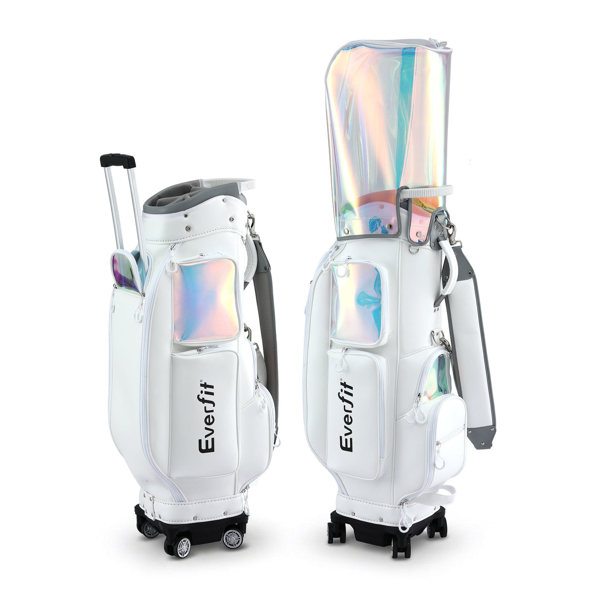 Everfit Golf Cart Bag Rolling Buggy Trolley Club Organiser White