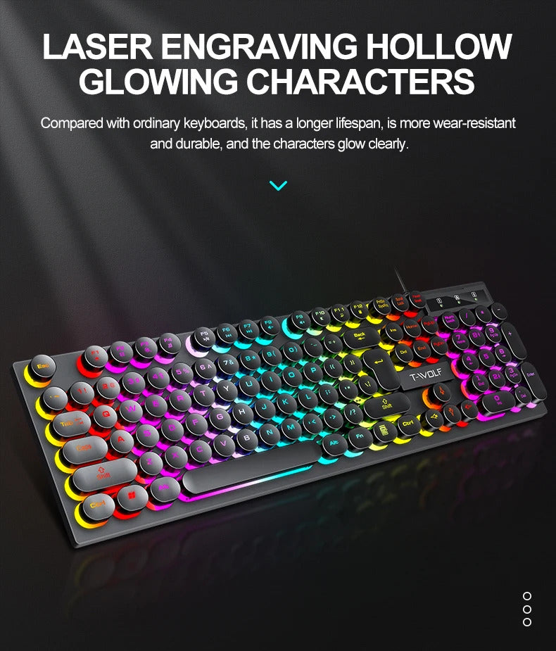 T-Wolf TF-270 Wired Gaming Keyboard and Mouse Set with Backlighting