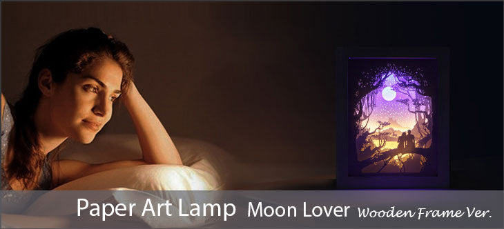Papercut Light Box (Moon Lover)  Wooden Frame