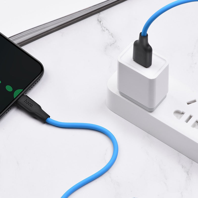 Hoco X21 Plus Silicone Charging Cable Blue for iPhone Lightning