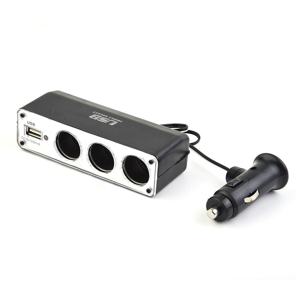 Triple Socket USB Auto Car Cigarette lighter Charger