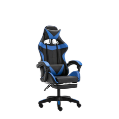 Gaming Chair with Headrest Footrest and Lumbar Support Blue