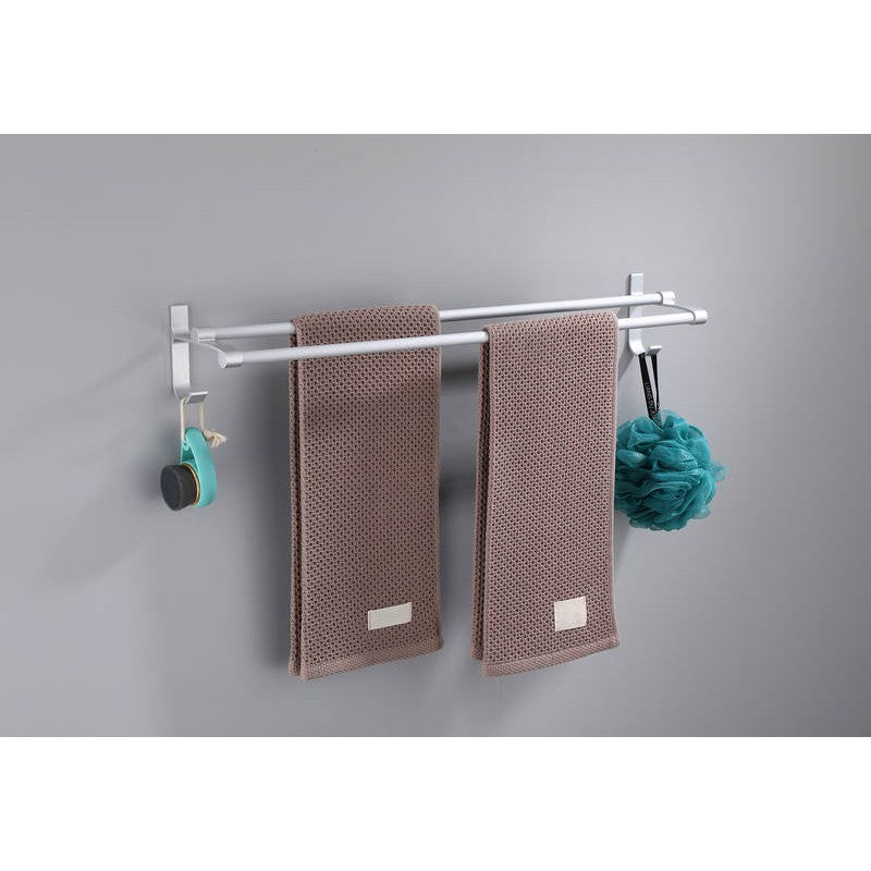 Aluminium Towel Rail with Hooks no drilling