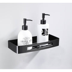 Stainless Steel Shower Rack with Hook - Matt Black