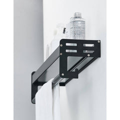 Bathroom Shelf with Towel Rail and Hook - Matt Black