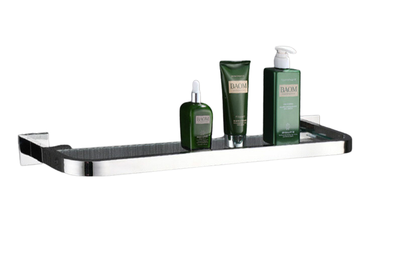 Stainless Steel & Glass Bathroom Shelf