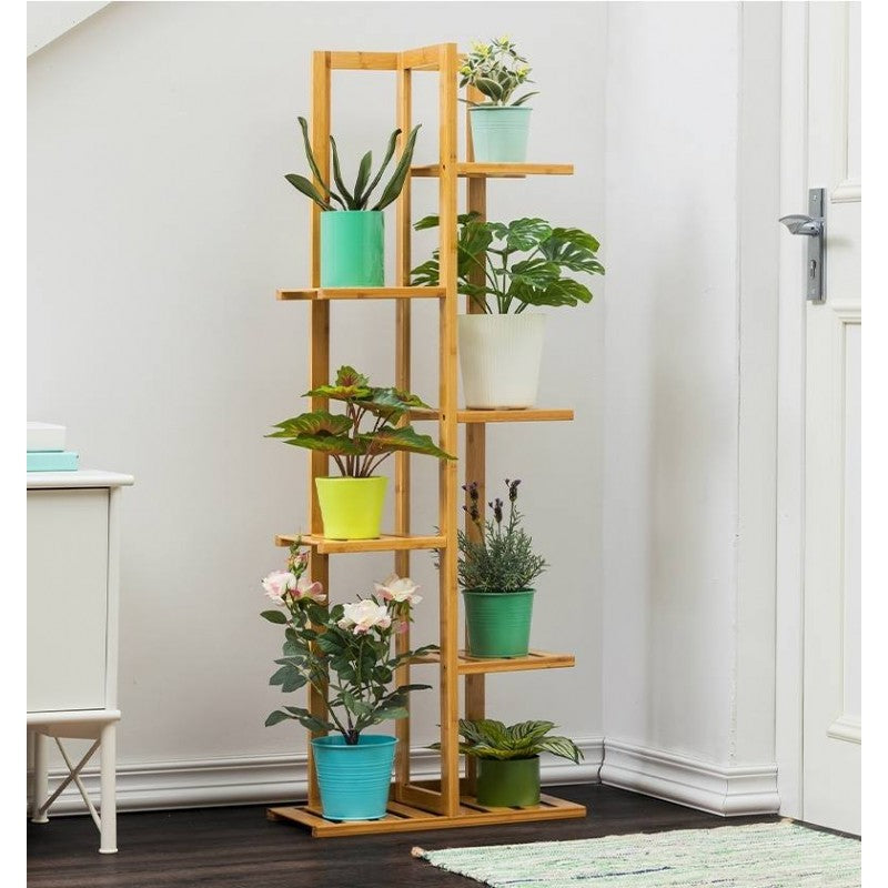 Bamboo 6 Tier 7 Potted Plant Stand Rack Multiple Flower Pot Holder Shelf