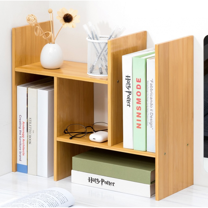 Adjustable Bamboo Desktop Organiser, Bookshelves, storage rack