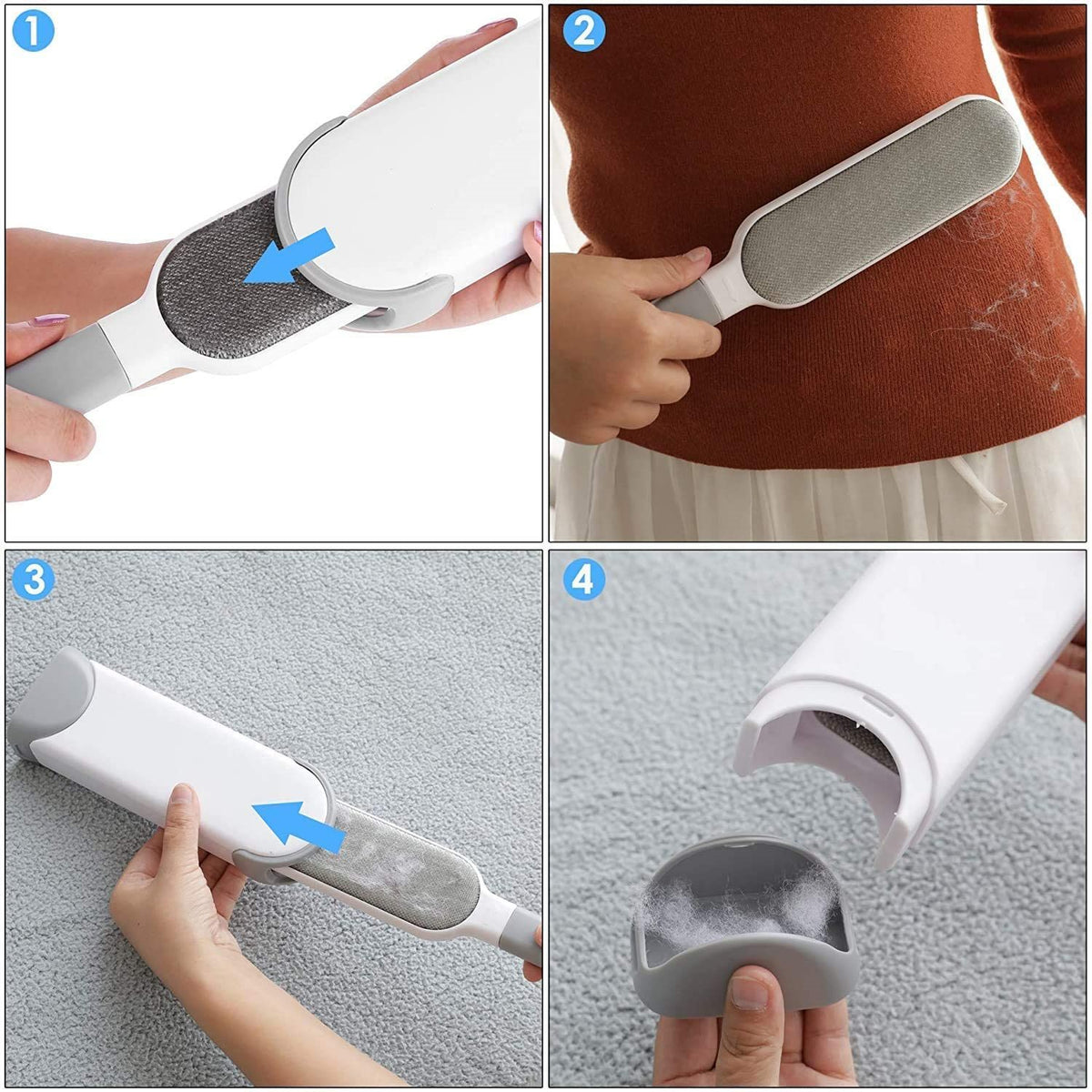 Pet Hair Lint Remover Brush Set with Self-Cleaning Base