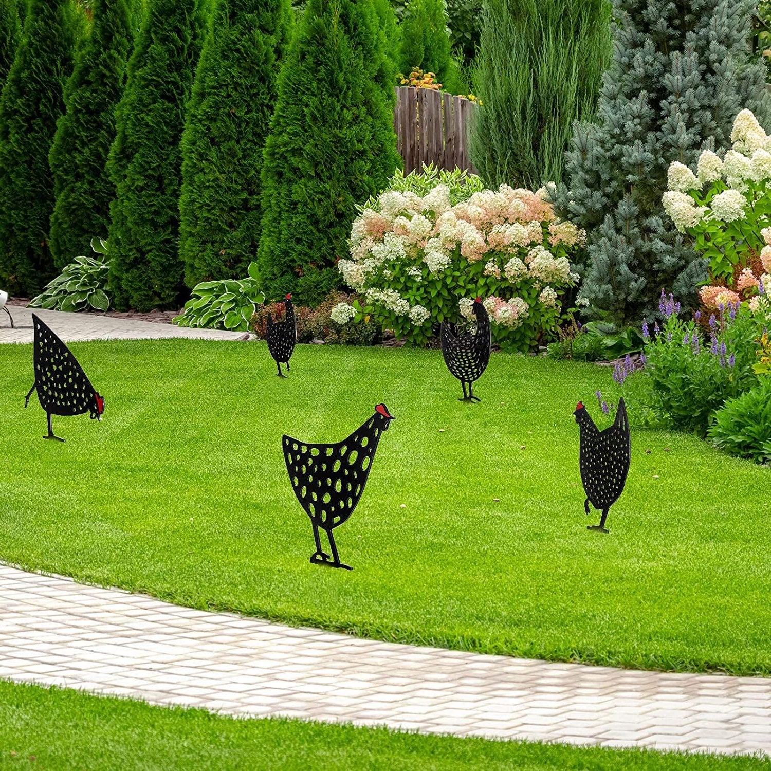 5 Pack Garden Yard Chicken Decoration Stake