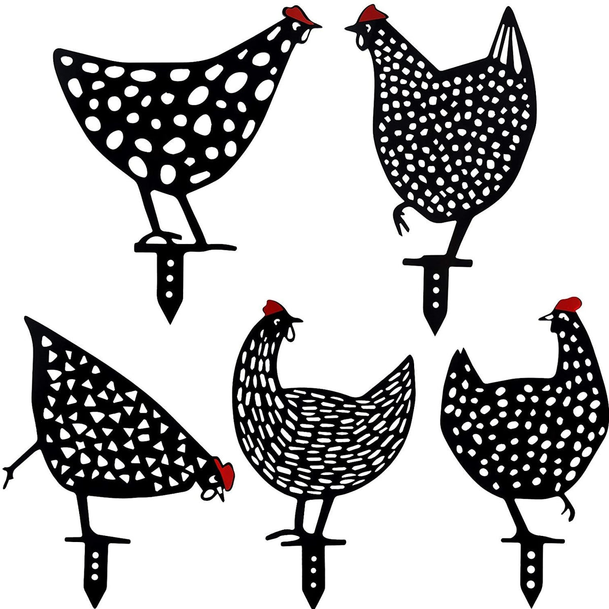 5 Pack Garden Yard Chicken Decoration Stake