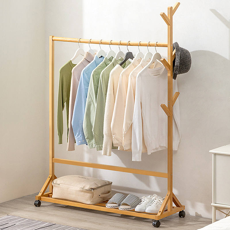 Bamboo Clothes stand with Coat Rack 100*155cm