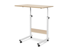 Mobile Beside Lifting Computer Table White Maple 80x40cm