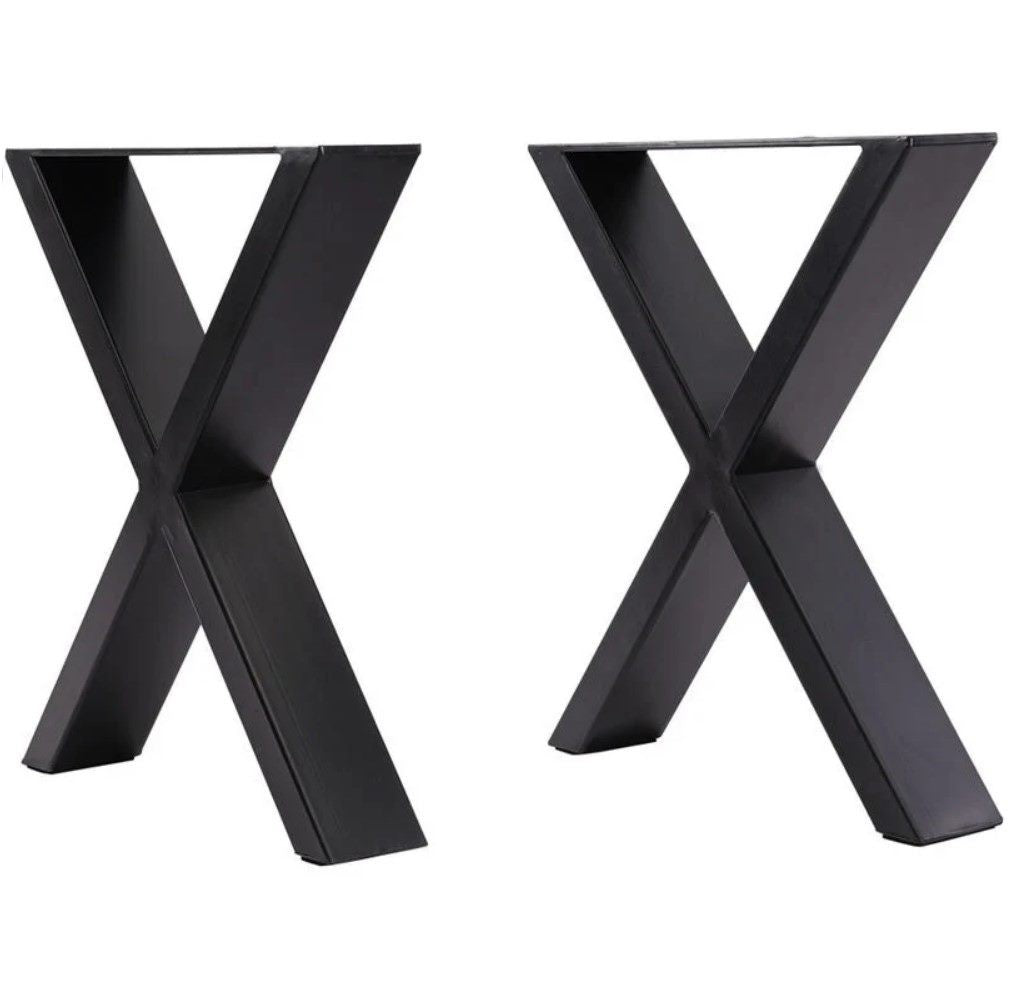 2PCs Steel X Shape DIY Table Bench Legs 72cm-Black