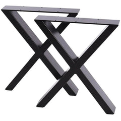 2PCs Steel X Shape DIY Table Bench Legs 72cm-Black