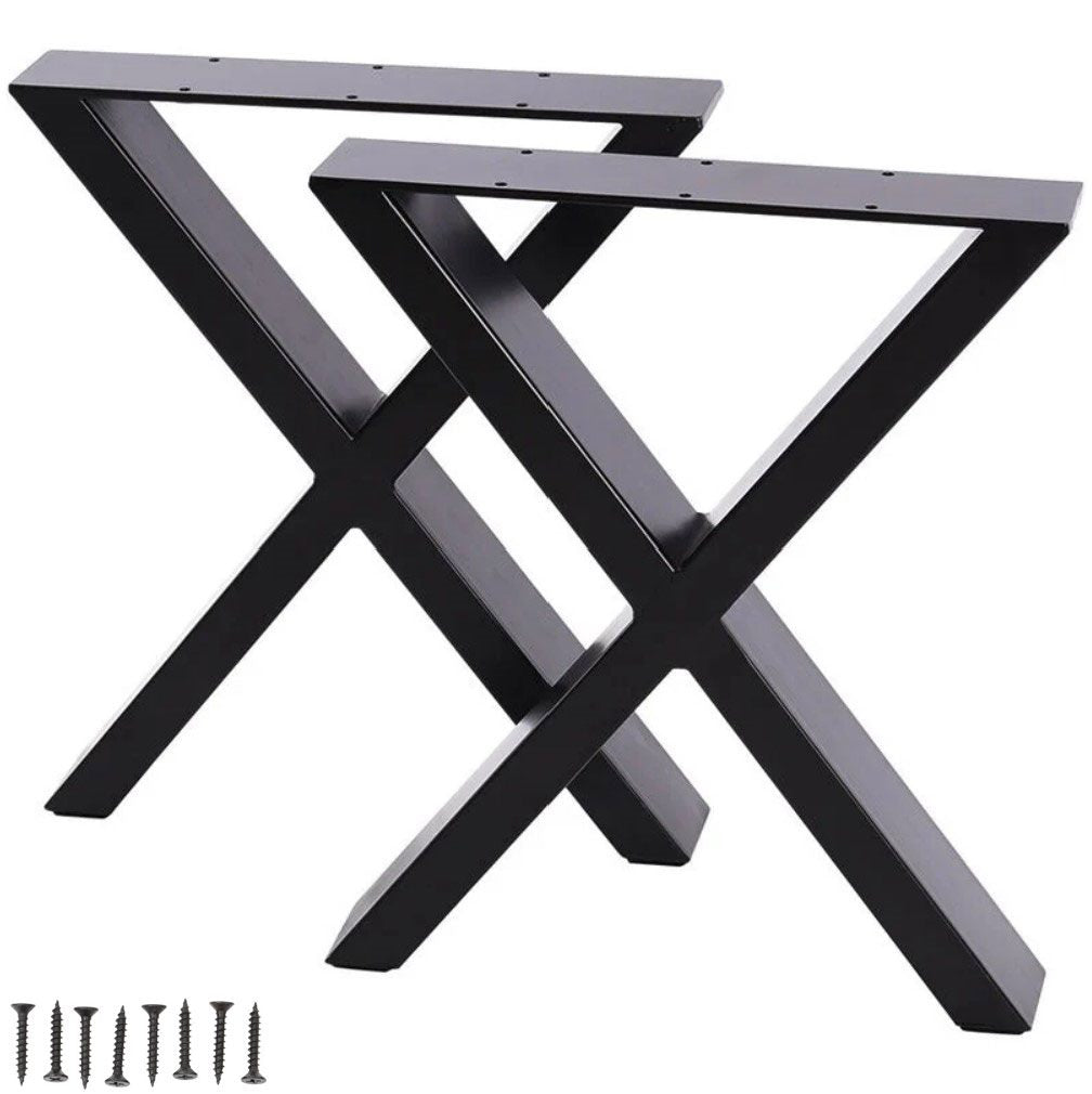 2PCs Steel X Shape DIY Table Bench Legs 72cm-Black