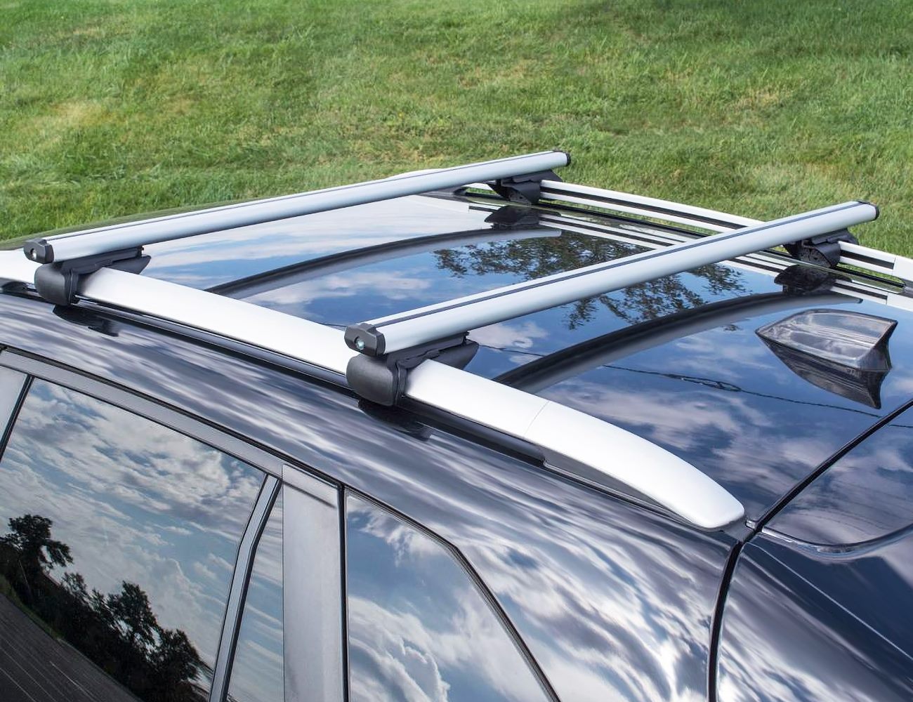 Universal Car Top Roof Rack Cross Bars 2PCS - SILVER