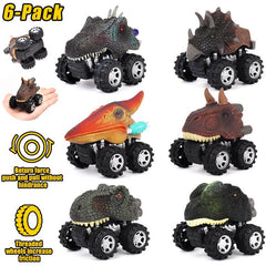 6 Pack Pull Back Dinosaur Toys Monster SUV Set