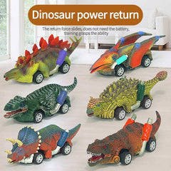 6 Pack Pull Back Dinosaur Toys Race Car Set