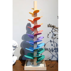 Wooden Montessori Petal Rainbow Tree Ball Run Track Kit